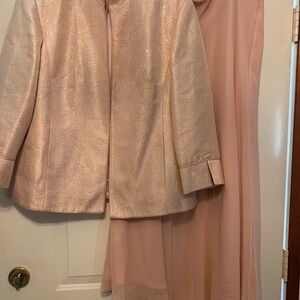 Elegant Pink Women's Jacket & Long Silk Skirt